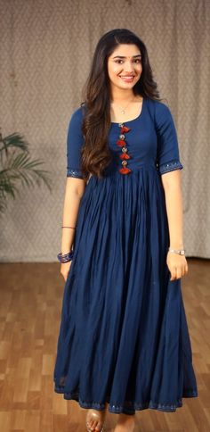 Simple Anarkali Suits, Krithi Shetty, Ethereal Elegance, Floral Frocks, Casual Frocks, Anarkali Dress Pattern