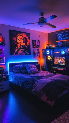 Cool Bedroom Ideas For Men, Gamer Bedroom Ideas, Bedroom Ideas Men, Gaming Bedroom Ideas, Boy's Rooms, Minimalist Bed Frame, Bedroom Ideas For Men, Gaming Bedroom, Gamer Bedroom