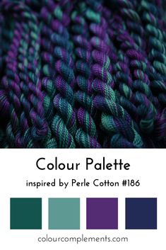 the color palette is inspired by perle cotton's purple and teal hues