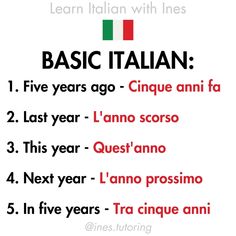 an italian language poster with the words basic italian