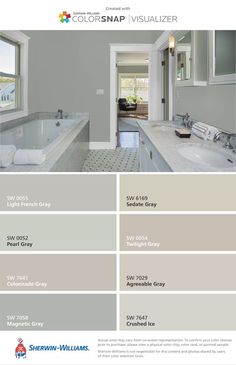 the color scheme for this bathroom is gray