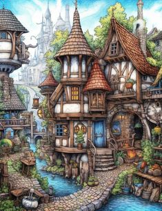 this is a drawing of a fantasy village