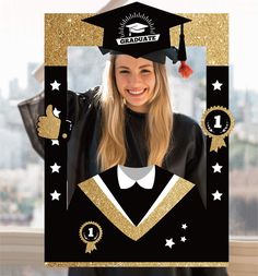 a photo frame with a graduation cap and gown on it