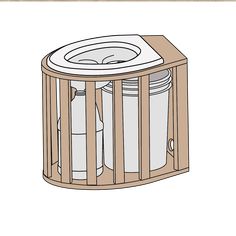 a drawing of a trash can with the lid open