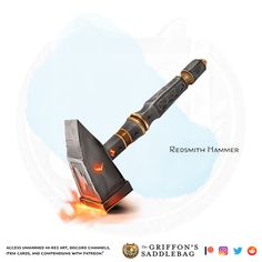 an image of a hammer with fire coming out of it's end and the caption reads, redmond hammer