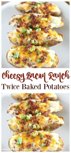 cheesy bacon ranch twice baked potatoes are the perfect appetizer for any party