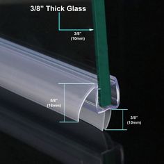 an image of a clear window with measurements for the glass and door seal on it