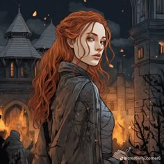 Red Hair Green Eyes Character Art, Redhead Warrior Woman, Redhead Character Art, Woman With Ginger Hair, Alanna Of Trebond, Belle Fanart, Medieval Character Design, Red Haired Woman, Redhead Characters