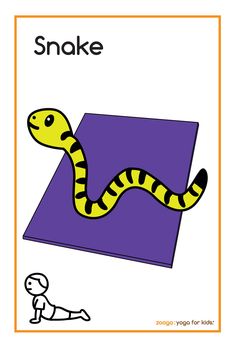 an orange and black snake on top of a purple surface with the word snake below it