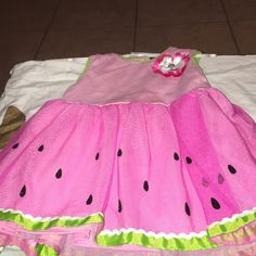 Watermelon Dress Size 24 Pre Owner Nice Condition Sweet Summer Dresses For Casual Wear, Summer Dresses For Play, Cute Pink Dresses For Playwear, Fun Pink Sleeveless Dress, Fun Pink Spring Dress, Cute Sleeveless Tutu Dress For Playtime, Sweet Pink Dresses For Playwear, Pink Fitted Dress For Play, Cute Pink Dress For Playwear