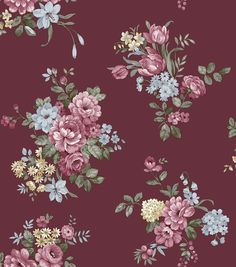 an image of flowers on a maroon background