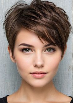 Fall Color On Short Hair, Hair Color Ideas Short Hair Pixie Cuts, Classy Pixie Haircut, Girls Pixie Haircut, Brunette Pixie Cut, Short Haircuts Ideas, Pixie Haircut Fine Hair, Haircuts Ideas