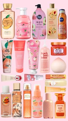 peach lip&body care🍑 #bodycare #lipcare #beauty Shimmer Body Oil, Peach Lips, Fragrances Perfume Woman, Body Smells, Perfect Skin Care Routine