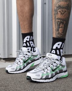 The Nike P-6000 draws on the 2006 Nike Air Pegasus, bringing you a mash-up of iconic style that's breathable, comfortable and evocative of that early-2000s vibe. Shown: White/Metallic Silver/Spring Green/Black Style: CD6404-104 Green And Black Nike Shoes, Chromakopia Outfit, Nike P6000, 2000s Vibe, P 6000, Nike Air Pegasus, Black Nike Shoes, Iconic Style, Black Nike