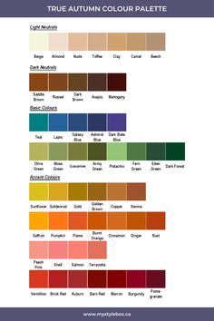 the color chart for autumn and fall