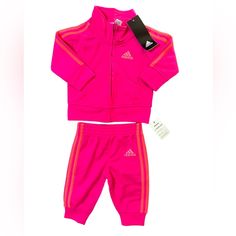 Adidas 3 Month Baby Girls Neon Pink/Orange Pants & Jacket Tracksuit Outfit Nwt Playful Pink Winter Sets, Pink Playtime Sets For Winter, Pink Winter Playtime Sets, Adidas Sporty Playwear Sets, Winter Playtime Pink Sets, Pink Adidas Cotton Set, Adidas Long Sleeve Playwear Sets, Adidas Pink Cotton Sets, Adidas Pink Long Sleeve Sets