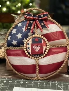 an american flag decoration on top of a table