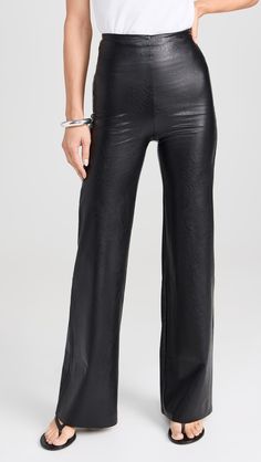 Commando Faux Leather Wide Leg Pants | Shopbop Faux Leather Wide Leg Pants, Leather Wide Leg Pants, Black Friday Fashion, Friday Fashion, China Fashion, Leg Pants, Black Pants, Wide Leg Pants, Stretch Fabric