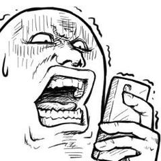 a drawing of a person holding a cell phone in their right hand and yelling at the camera