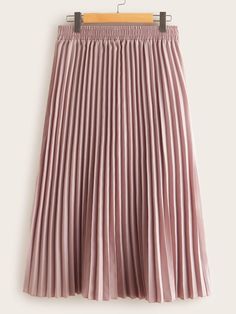 Plus Elastic Waist Pleated Skirt Check out this Plus Elastic Waist Pleated Skirt on Shein and explore more to meet your fashion needs! Striped Cami Tops, Pink Plain, Backless One Piece Swimsuit, Blouse Sale, I Love Makeup, Plus Size Skirts, Dresses Pants