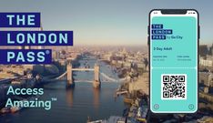 the london pass app is displayed on an iphone with cityscape in the background