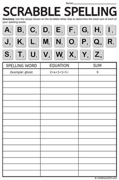 printable spelling worksheet for the alphabet