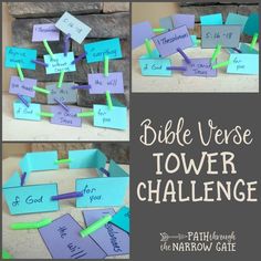 the bible verse tower challenge is an engaging activity for children to practice their reading skills