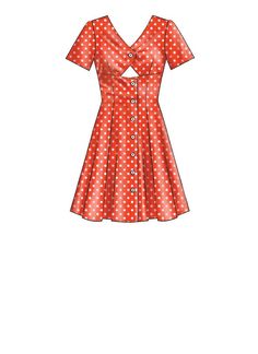 a red and white dress with polka dots on it