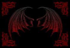 red and black dragon wings on a black background