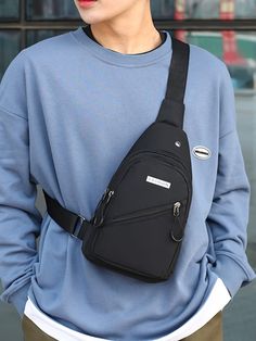 Black    Nylon Plain Sling Bag Embellished   Men Bags Luxury Bag Men, Man Dress Design, Mens Luxury Lifestyle, Mens Crossbody Bag, Men Waist, Luxury Crossbody, Everyday Fashion Outfits