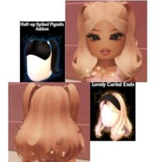 three different images of the same doll with long blonde hair and black headbands