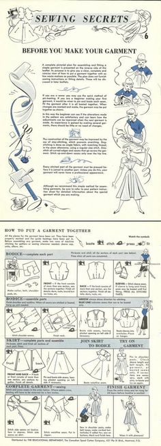 an instruction manual for sewing with instructions