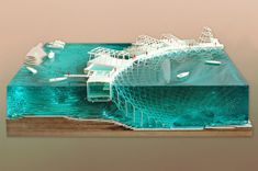 a model of a boat in the water