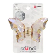 This butterfly claw hair clip is truly something special. The large size is stunning and the way it catches the light is eye-catching. Heads will turn when you have this in your hair! Wear your hair half up or in a loose updo with this gorgeous clip.                                                                                                                         About scünci hair accessories: When it comes to keeping your look on trend, sc�ünci has you covered with today’s hottest hair acce Hair Tie Organizer, Butterfly Claw Clip, Loose Updo, Claw Hair Clip, Mint Hair, Butterfly Fashion, Hair Half Up, Stylish Headbands, Hair Accessories Set