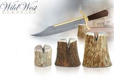 three different types of knives are shown in front of a white background with the words wild west classic written on it