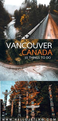 vancouver canada with the words vancouver on it and an image of a bridge over water