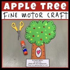 an apple tree fine motor craft with scissors