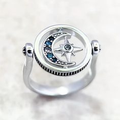 Star Moon Ring Spiritual Jewelry-MoonChildWorld Rings For Friends, China Moon, Witch Ring, Cosmic Ring, Crescent Moon Ring, Bohemian Style Jewelry, Gothic Rings, Moon Ring, Star Moon