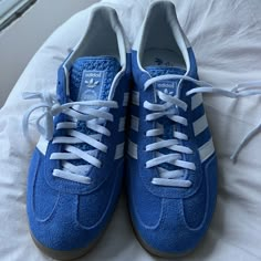 Perfect Condition, Never Worn Except To Try On. Includes Extra Blue Laces. Too Big For Me. Definitely A 42 In Eu Sizing. Questions? Leave A Comment Below! Colorful Adidas Shoes, Adidas Gazelle Colors, Blue Shoes Outfit, Adidas Superstar Women, Adidas High Tops, Leopard Print Shoes, Burgundy Shoes, Shoe Wishlist, Adidas Shoes Women