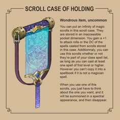 the scroll case of holding is shown with instructions for how to use it in this game