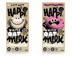 two cartons of white raspberry milk with cartoon characters on the front and back