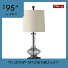 a table lamp with a price tag for $ 959 00 and an advertisement for the stylecraft opaque table lamp