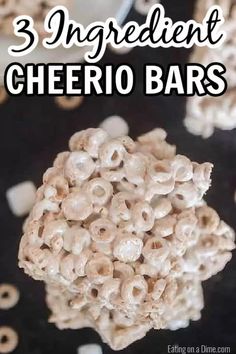 three ingredient cheerio bars with text overlay