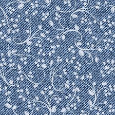 blue jeans with white flowers and leaves on the side, as a background or wallpaper