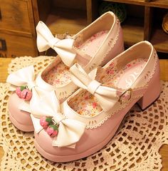 Bowknot Shoes, Dr Shoes, Cosplay Boots, Kawaii Shoes, Bow Heels, Bow Shoes, Pink Shoes, Pretty Shoes, Harajuku Fashion