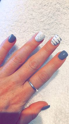 New gel nails- grey is the color of the day! French Pedicure, Short Acrylic Nails, Nail Arts