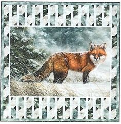 a painting of a fox in the snow