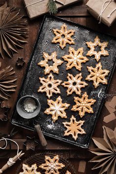 an assortment of christmas cookies on a tray