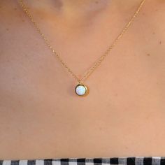 Solid Gold White Opal Pendant Necklace 🌟 Product Features 🌟 ⚖️ Weight: 2.10 Gr 🌈 Material Colors: Yellow Gold, Rose Gold, and White Gold 📏 Chain Length: 17 inch, 18 inch, 19 inch, 20 inch 🎁 Presentation: Shipped with a special box and bag 🔄 Returns: Right to return within 7 days ✨ Material and Color: Product color does not fade or darken 🛠️ Handcraftsmanship and Uniqueness: Handcrafted and may vary by 5% (+-) About White Opal White Opal is known for its captivating play-of-color, showcasi White Jewelry With Delicate Chain As Gift For Her, White Necklace With Delicate Chain, White Delicate Chain Jewelry As Gift For Her, Dainty White Round Necklace, White Delicate Chain Jewelry Gift For Her, White Round Dainty Necklace, White Gold Plated Jewelry With Round Pendant, Minimalist White Round Necklace, Dainty Gold-plated Round Birthstone Necklace