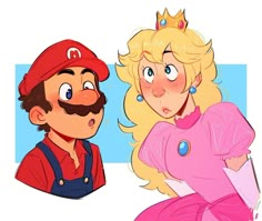 mario and princess peach are looking at each other